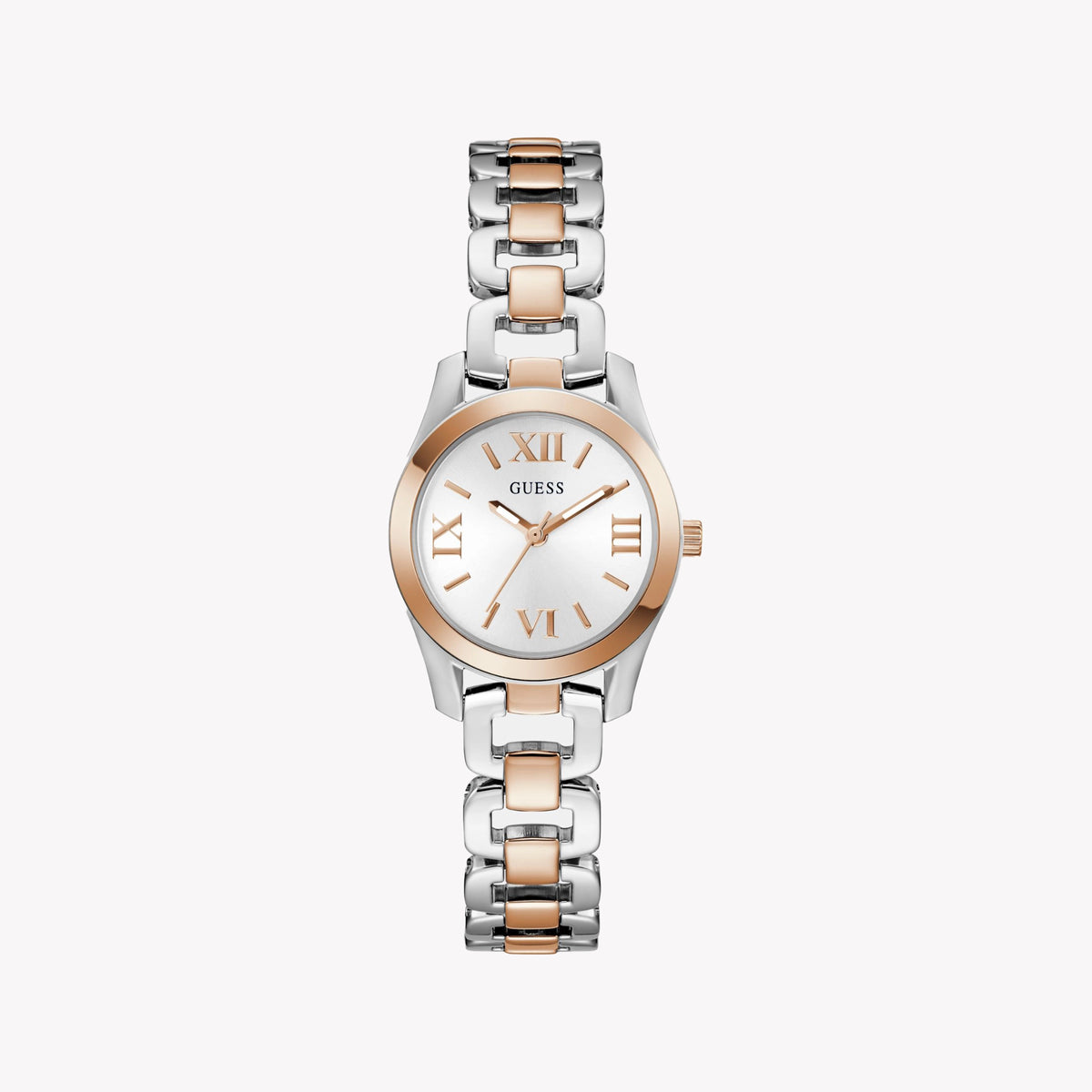 GUESS Women's Quartz Watch, Recycled Steel/Silver & Rose Gold | GW0927L5