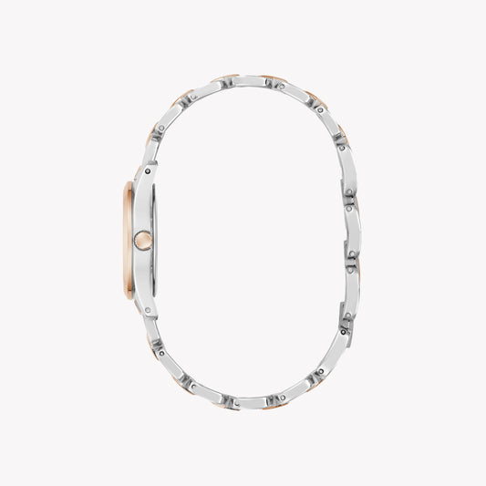 GUESS Women's Quartz Watch, Recycled Steel/Silver & Rose Gold | GW0927L5