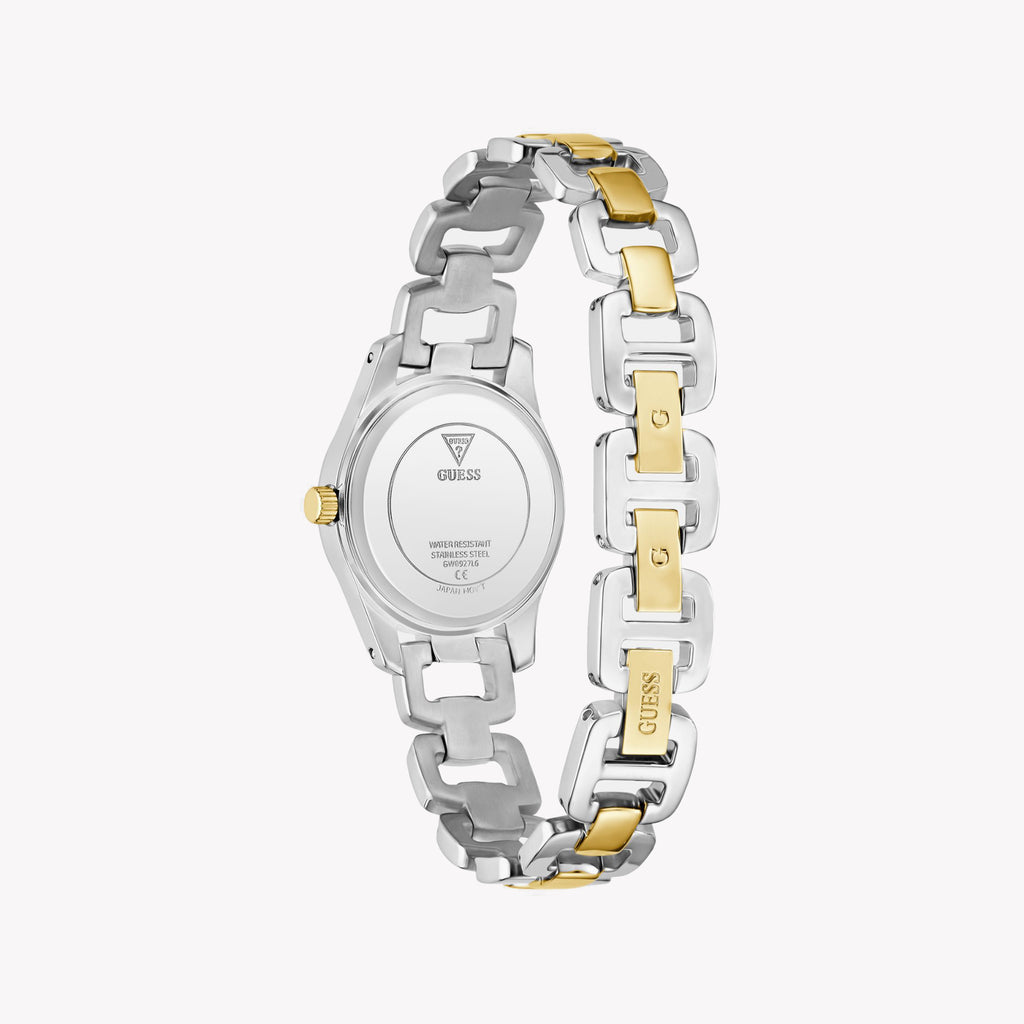 GUESS Women's Recycled Steel Watch, Silver & Gold | GW0927L6