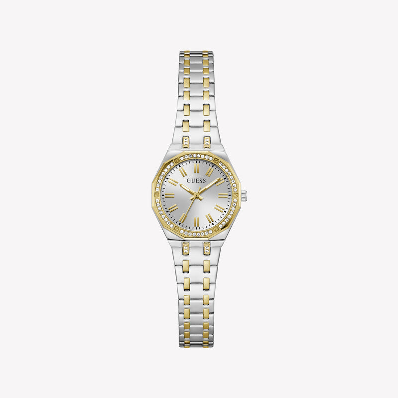 GUESS Bejeweled 25 mm Silver Dial Stainless Steel Analogue Watch For Women