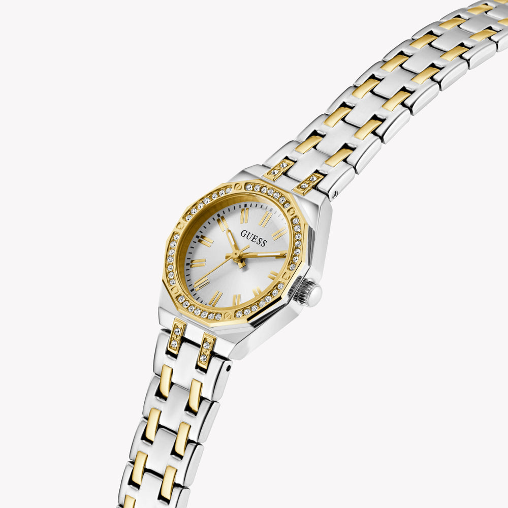 GUESS Bejeweled 25 mm Silver Dial Stainless Steel Analogue Watch For Women