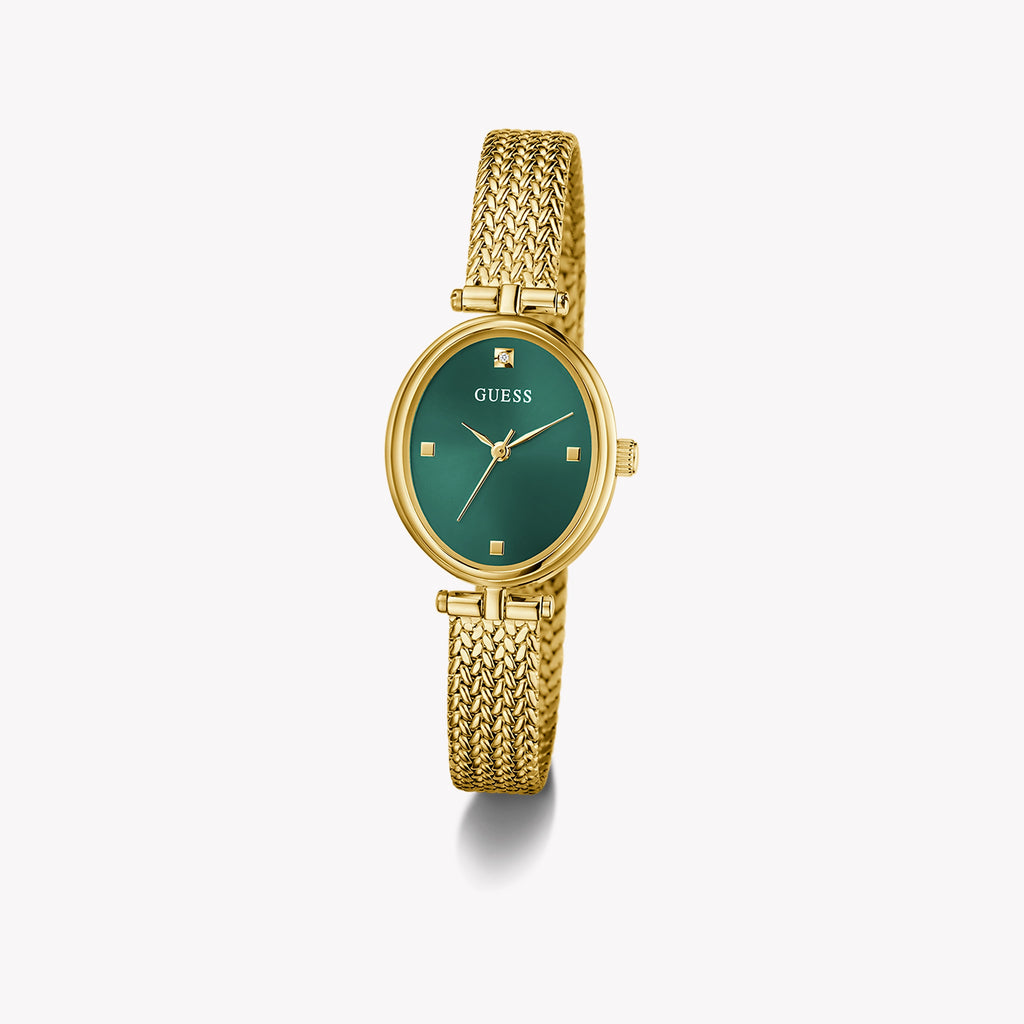 GUESS Women's Gold & Green Stainless Steel Watch | GW0935L2