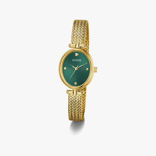 GUESS Women's Gold & Green Stainless Steel Watch | GW0935L2