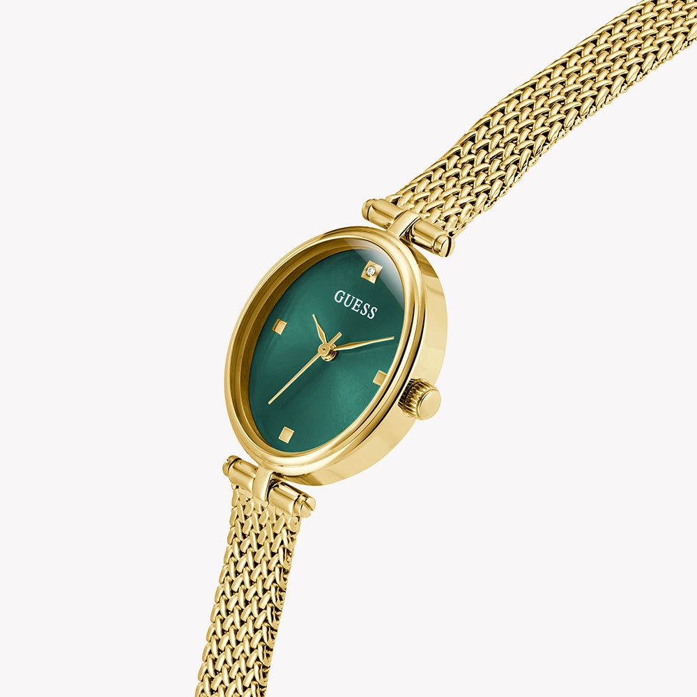 GUESS Women's Gold & Green Stainless Steel Watch | GW0935L2