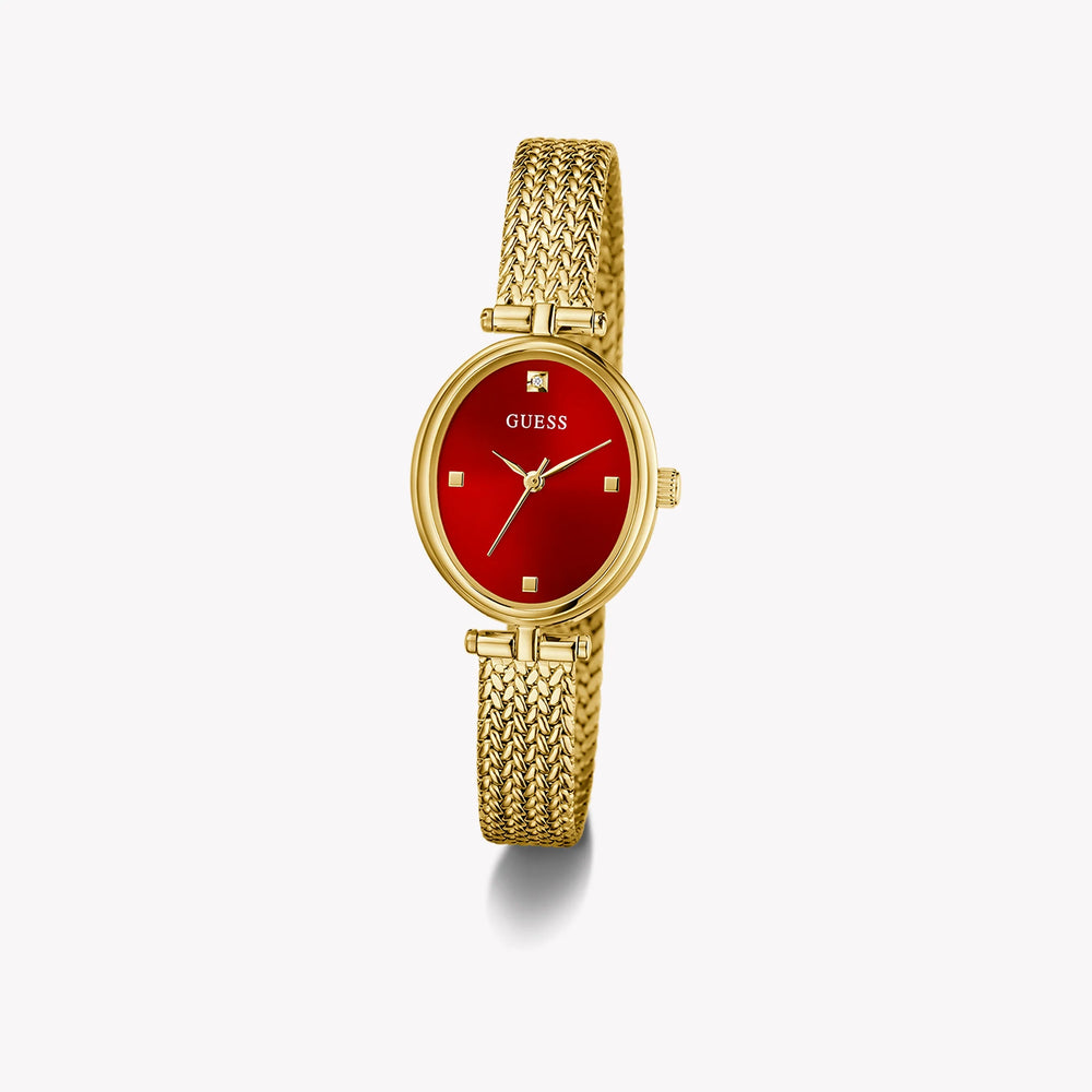GUESS Women's Gold Stainless Steel Red Dial Watch | GW0935L4 by i-watch