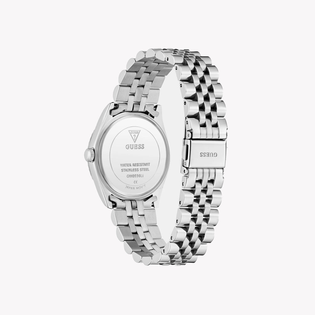 GUESS Women's Silver/Blue Recycled Steel Watch | GW0936L1