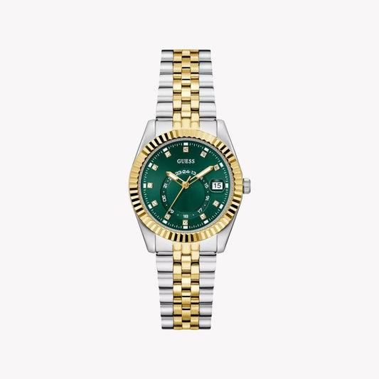 GUESS Women's Recycled Steel Green Dial Watch | GW0936L3