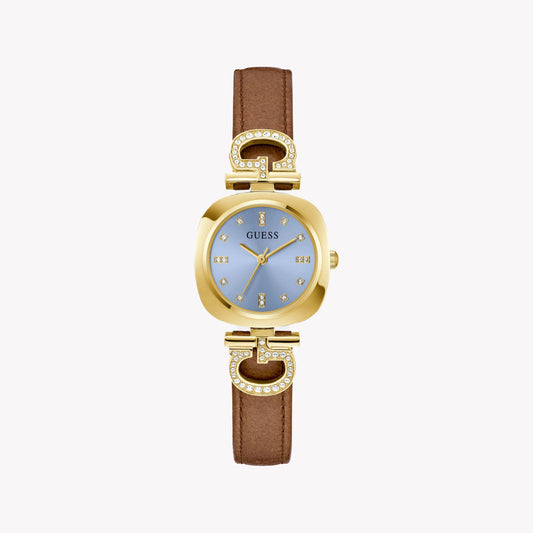 GUESS Women's Brown Leather & Gold Watch | GW0938L2