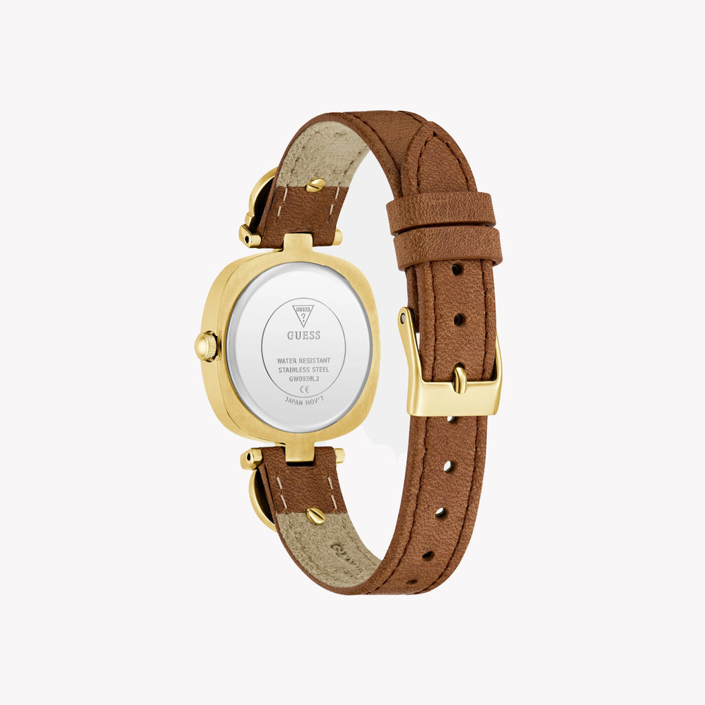 GUESS Women's Brown Leather & Gold Watch | GW0938L2