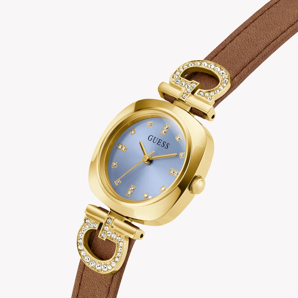 GUESS Women's Brown Leather & Gold Watch | GW0938L2