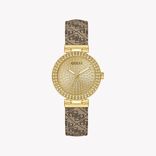 GUESS Women's Gold Luxe Watch, Stainless Steel/Leather | GW0943L2