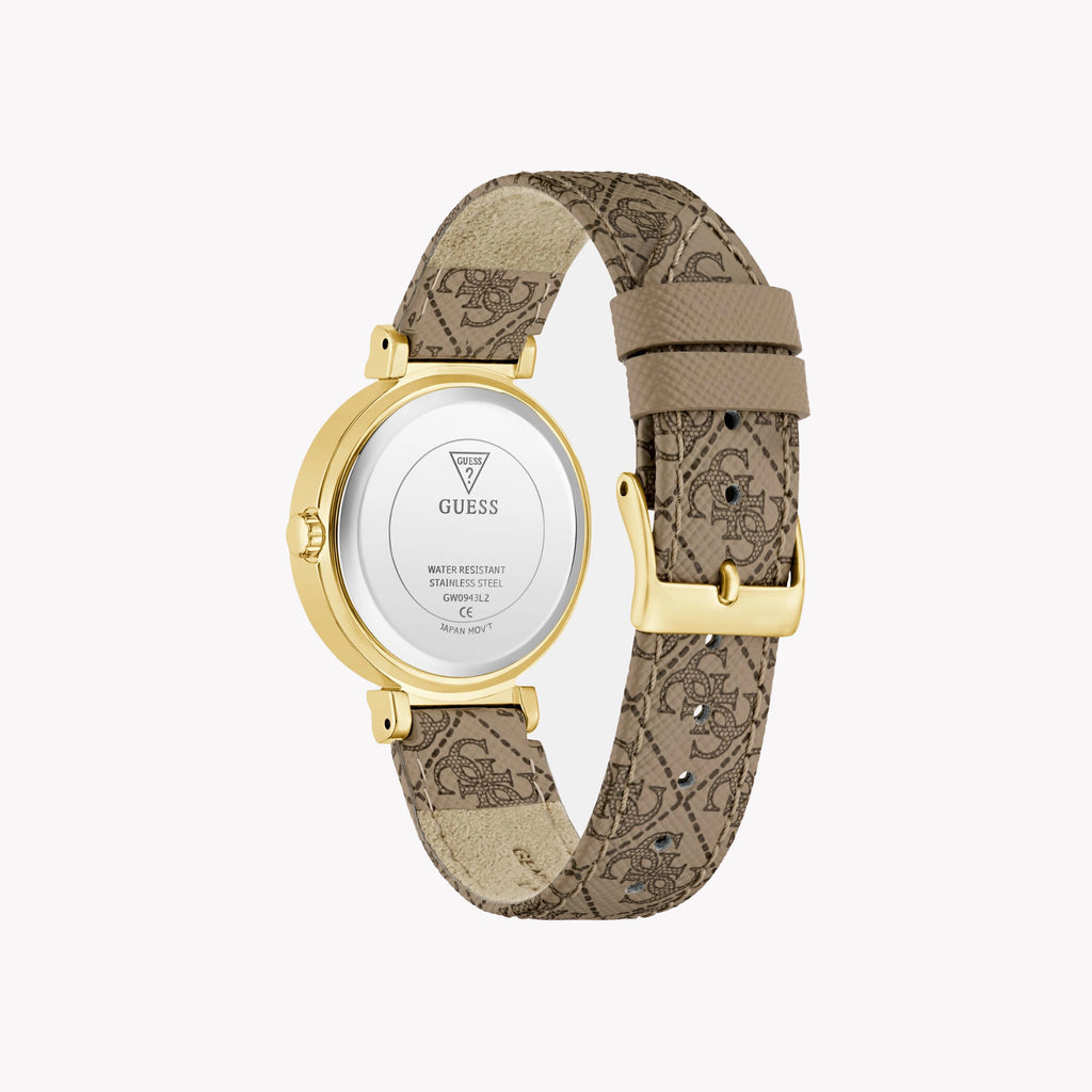 GUESS Women's Gold Luxe Watch, Stainless Steel/Leather | GW0943L2