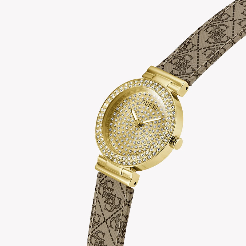 GUESS Women's Gold Luxe Watch, Stainless Steel/Leather | GW0943L2 by i-watch