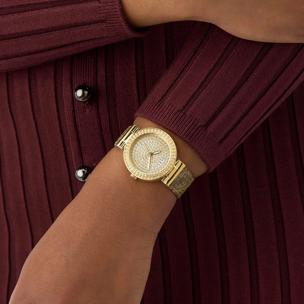 GUESS Women's Gold Luxe Watch, Stainless Steel/Leather | GW0943L2 by i-watch