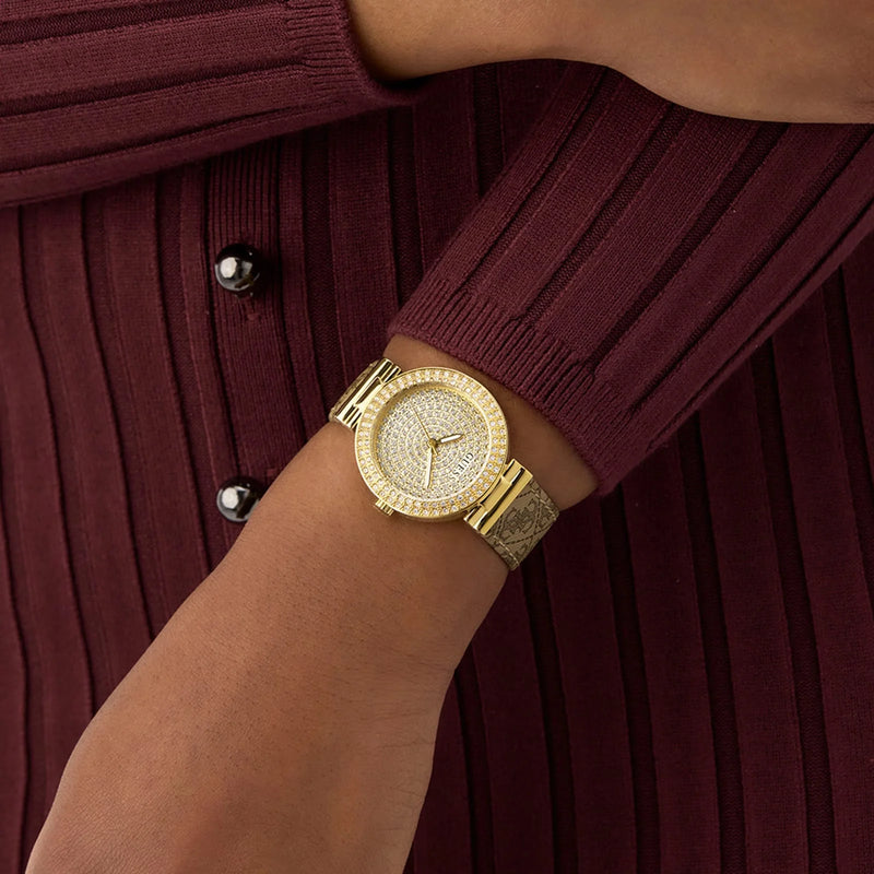 GUESS Women's Gold Luxe Watch, Stainless Steel/Leather | GW0943L2 by i-watch