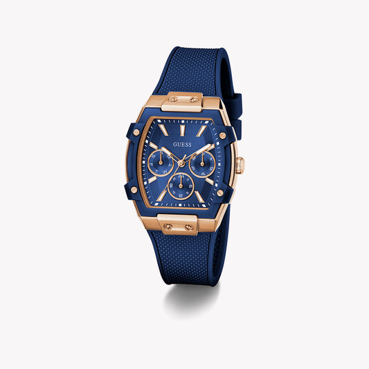 GUESS Women's Gold & Blue Silicone Watch | GW0945L4