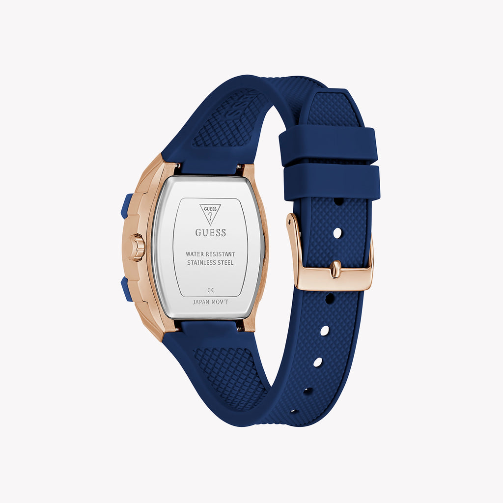 GUESS Women's Gold & Blue Silicone Watch | GW0945L4