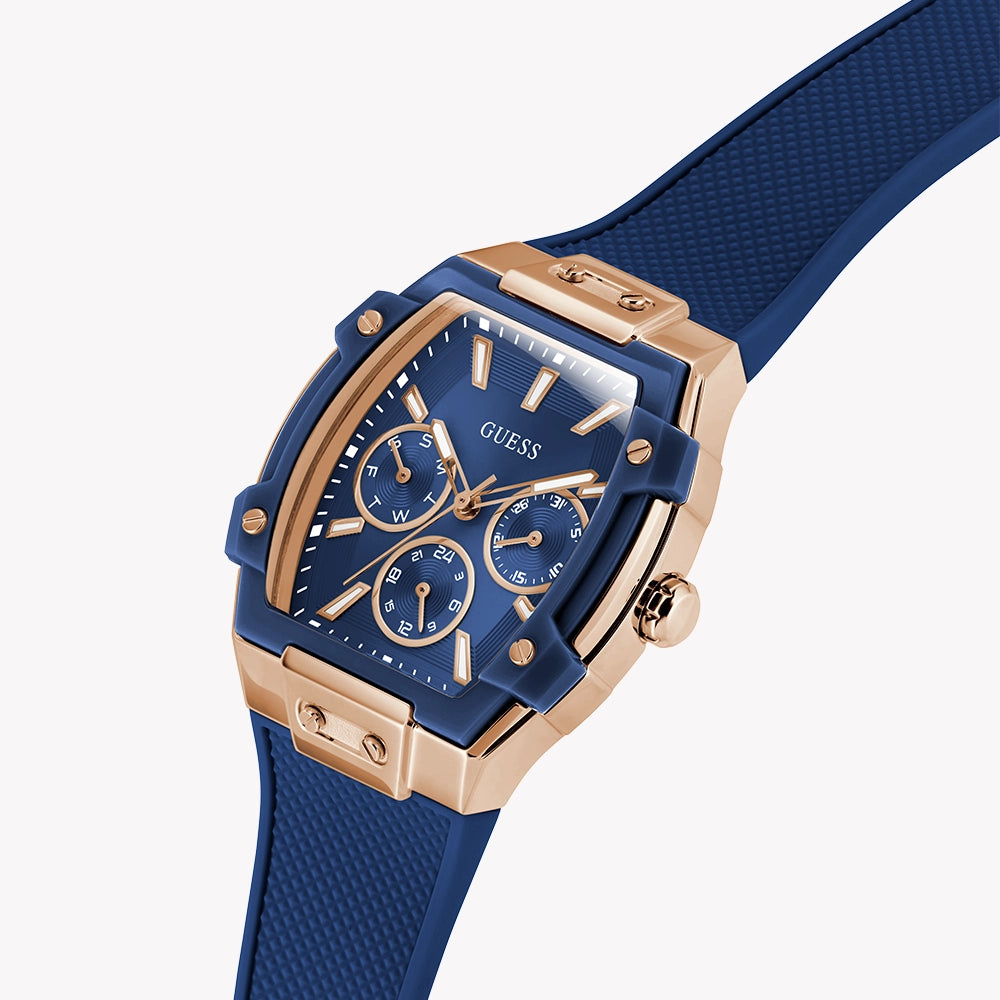 GUESS Women's Gold & Blue Silicone Watch | GW0945L4