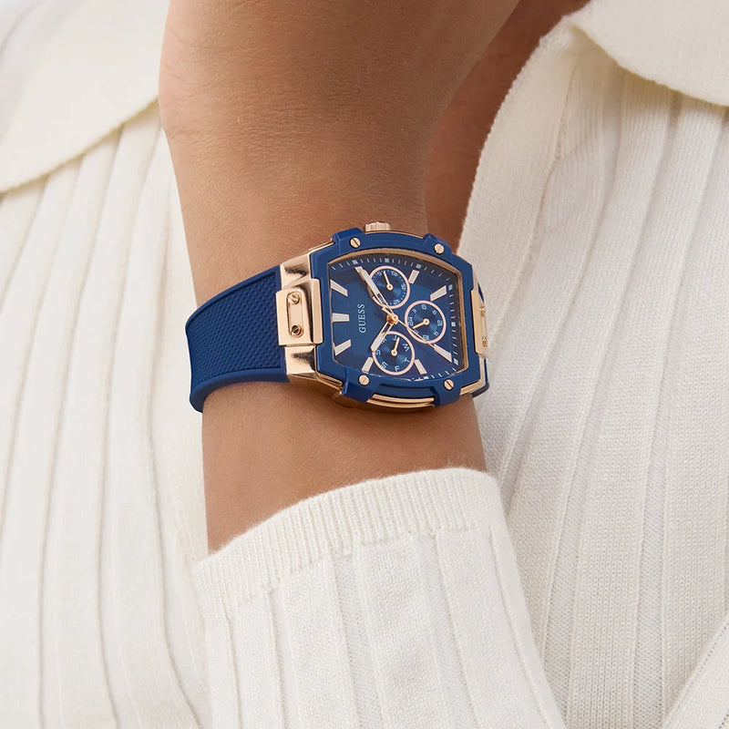 GUESS Women's Gold & Blue Silicone Watch | GW0945L4 by i-watch