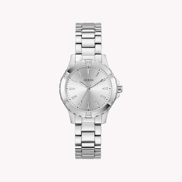 GUESS Women's Silver Quartz Watch, Recycled Steel | GW0948L6 by i-watch