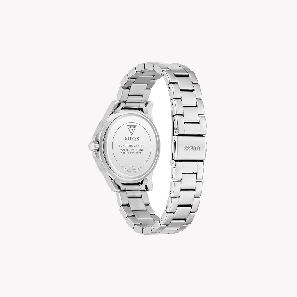 GUESS Women's Silver Quartz Watch, Recycled Steel | GW0948L6