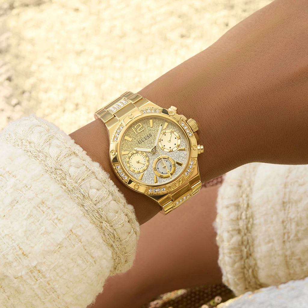 GUESS Women's Gold Quartz Watch, Recycled Steel | GW0950L2