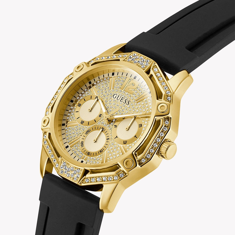 GUESS Men's Gold/Black Silicone Watch | GW0954G2