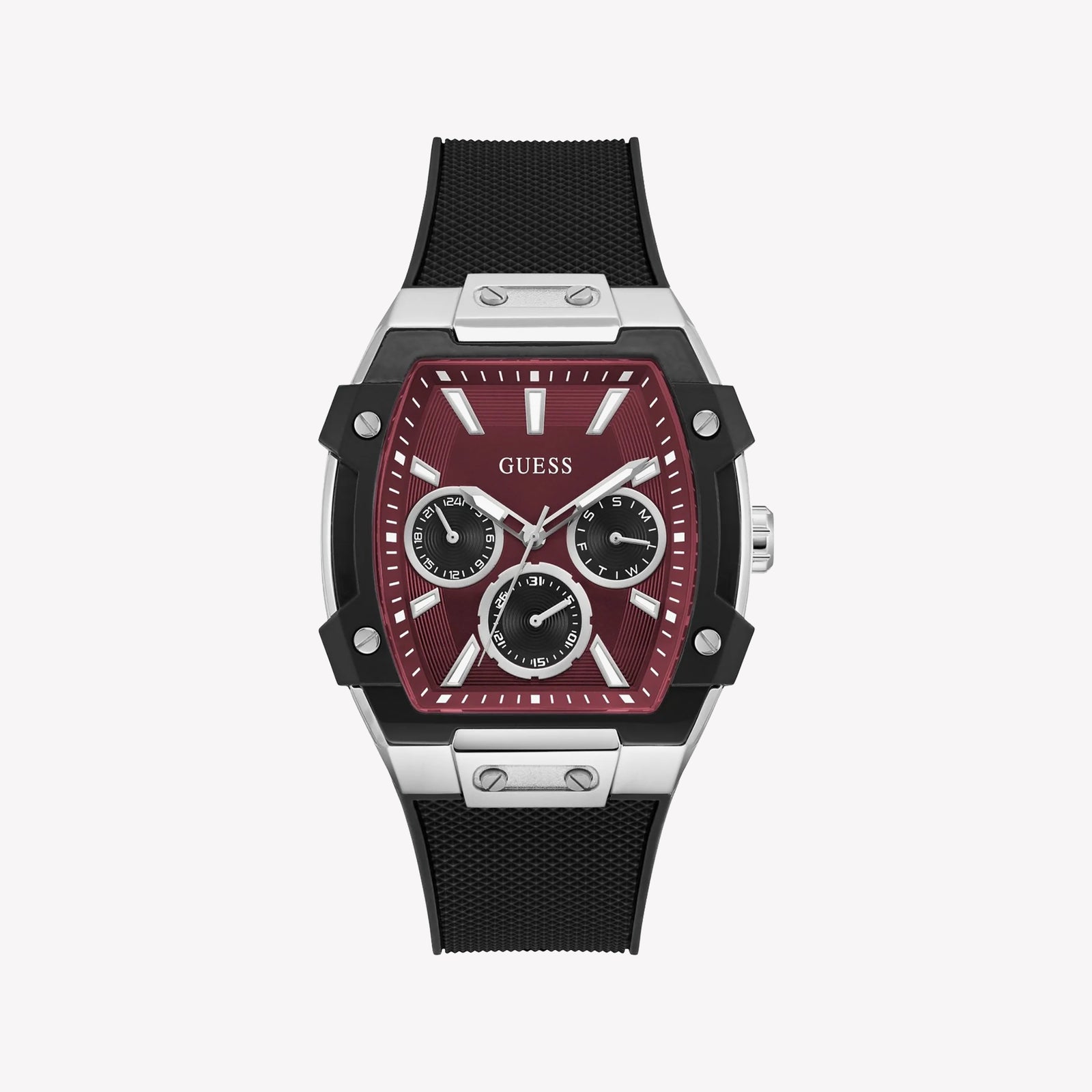 GUESS Men's Black and Silver Tone Phoenix Watch GW0956G1