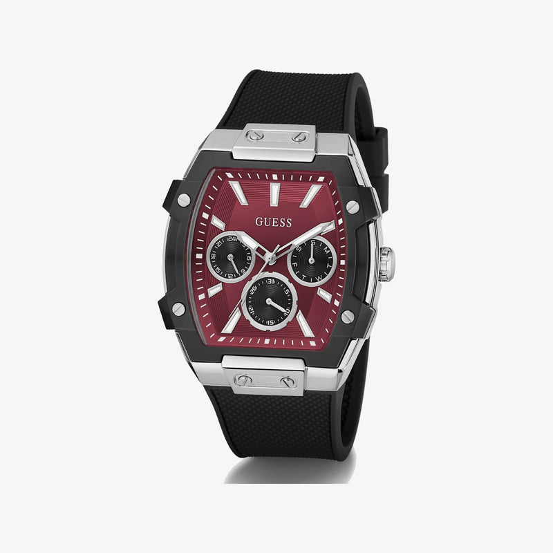 GUESS Men's Black and Silver Tone Phoenix Watch GW0956G1