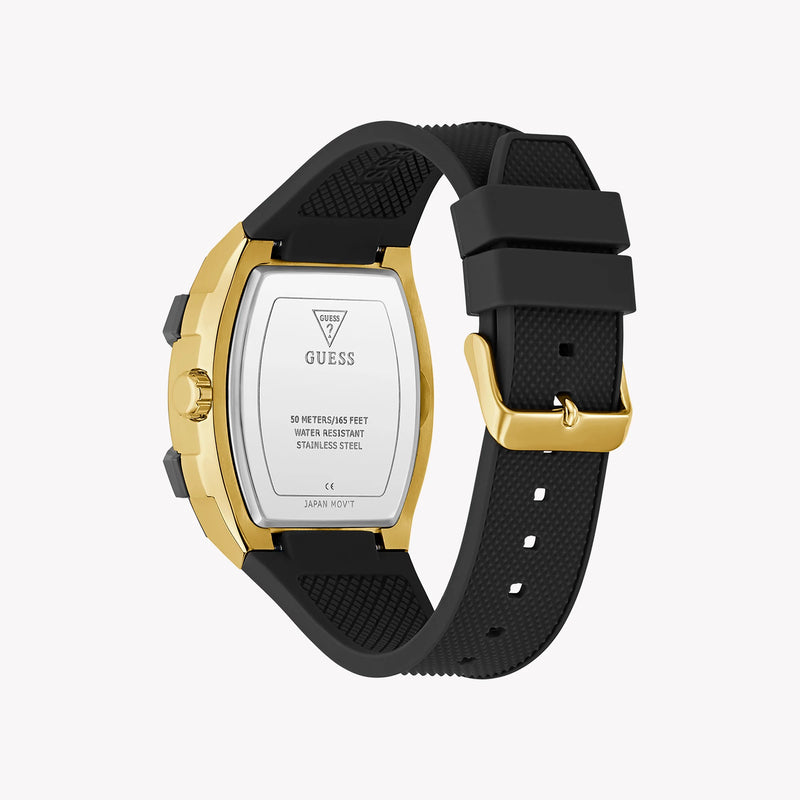 GUESS Men's Gold & Black Silicone Watch | GW0956G2 by i-watch