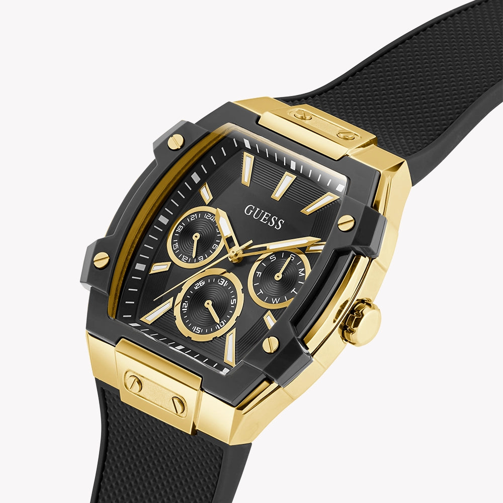 GUESS Men's Gold & Black Silicone Watch | GW0956G2