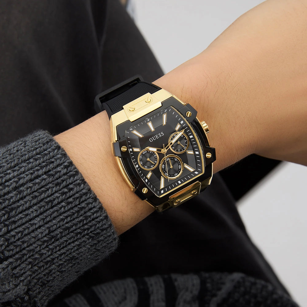 GUESS Men's Gold & Black Silicone Watch | GW0956G2