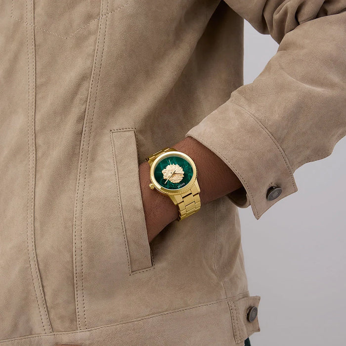 GUESS Men's Watch, Gold/Green | GW0958G2