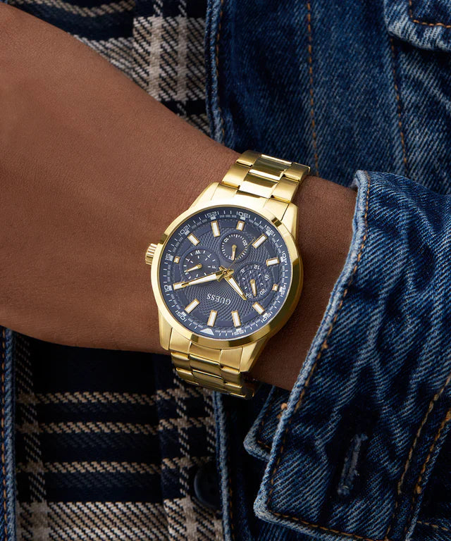 GUESS Men's Gold & Blue Stainless Steel Watch | GW0963G2