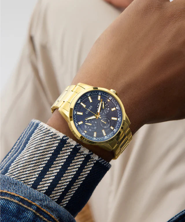 GUESS Men's Gold & Blue Stainless Steel Watch | GW0963G2