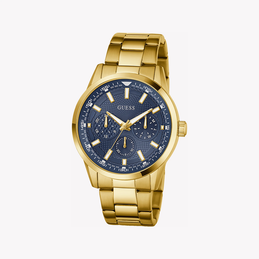 GUESS Men's Gold & Blue Stainless Steel Watch | GW0963G2