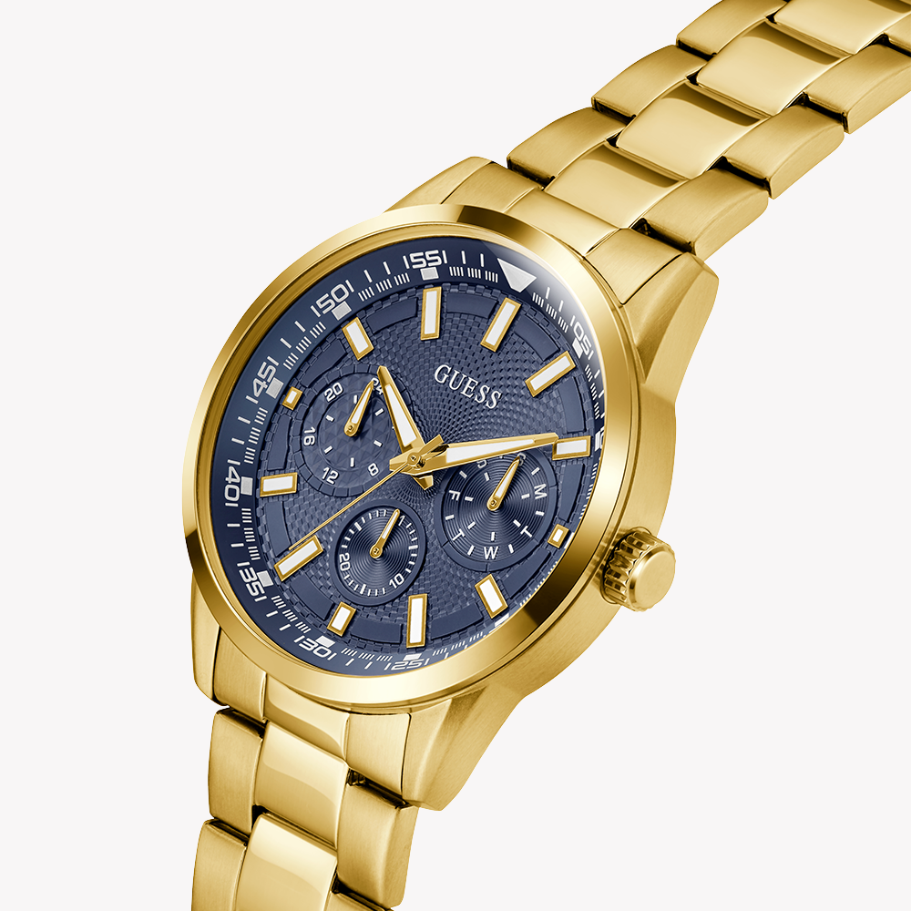 GUESS Men's Gold & Blue Stainless Steel Watch | GW0963G2