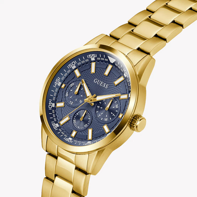 GUESS Men's Gold & Blue Stainless Steel Watch | GW0963G2