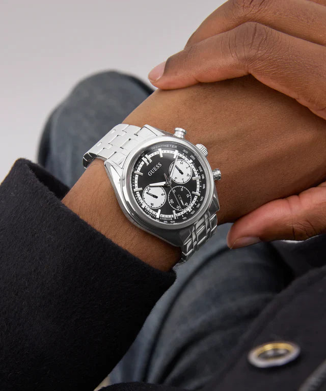 GUESS Men's Watch GW0971G1 | Stainless Steel, Black & Silver