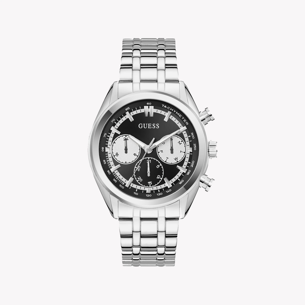 GUESS Men's Watch GW0971G1 | Stainless Steel, Black & Silver