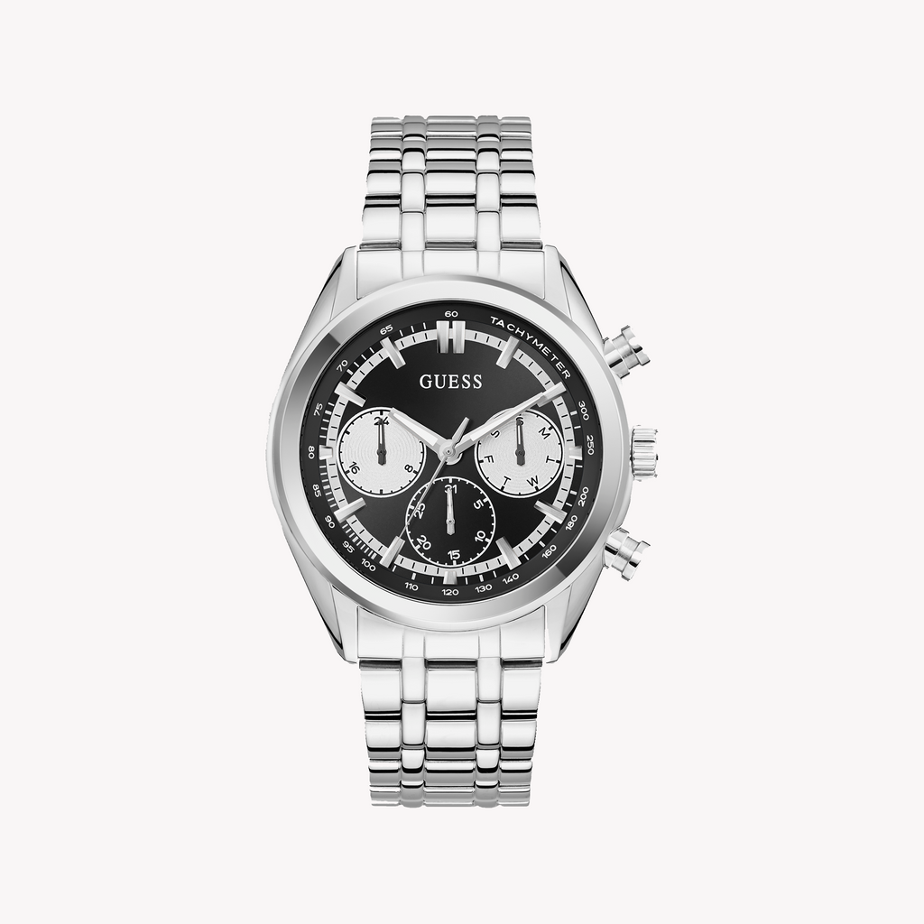 GUESS Men's Watch GW0971G1 | Stainless Steel, Black & Silver