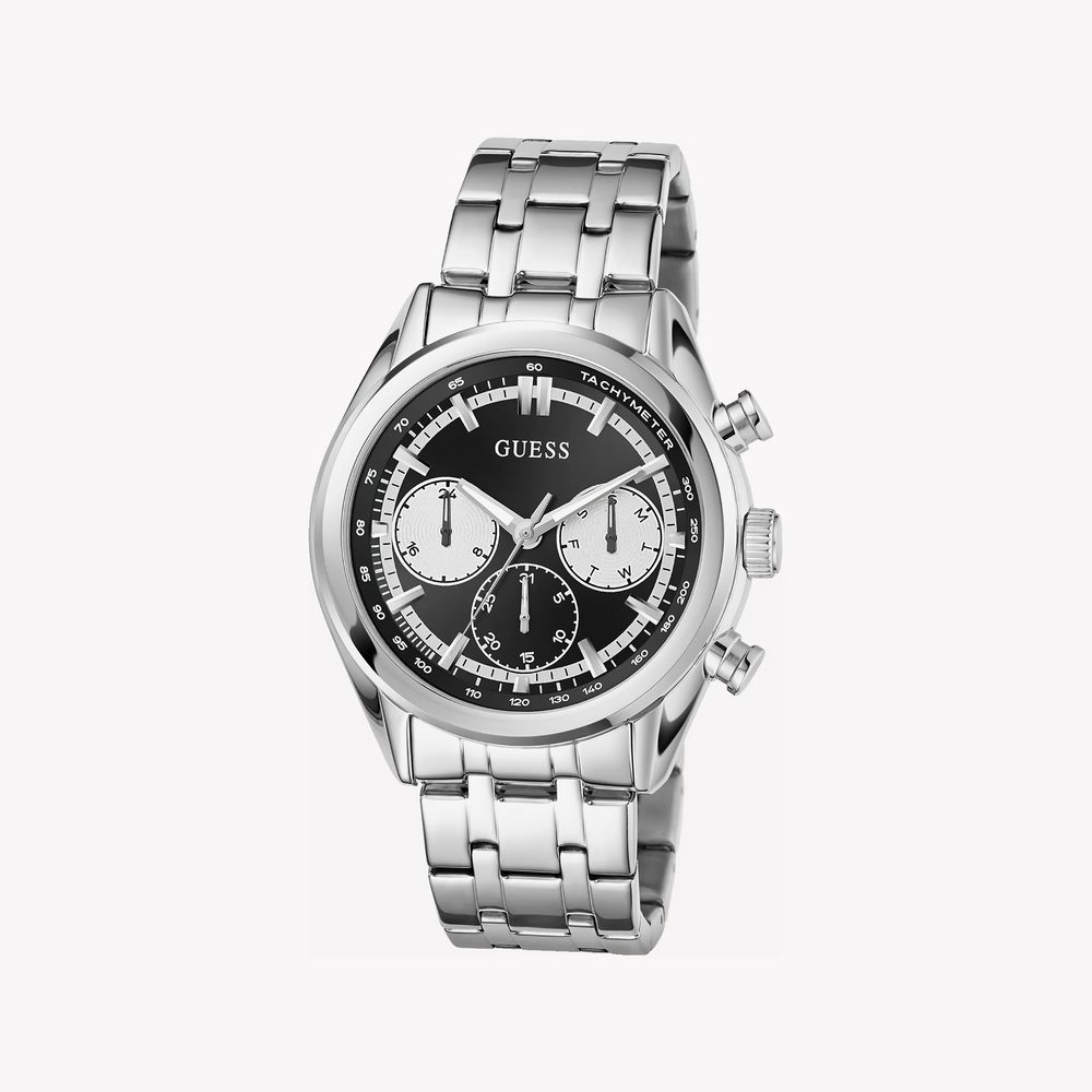 GUESS Men's Watch GW0971G1 | Stainless Steel, Black & Silver