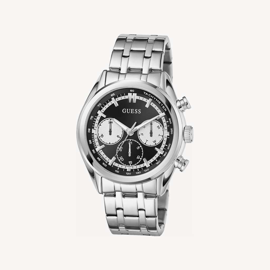 GUESS Men's Watch GW0971G1 | Stainless Steel, Black & Silver