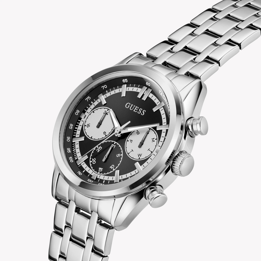 GUESS Men's Watch GW0971G1 | Stainless Steel, Black & Silver