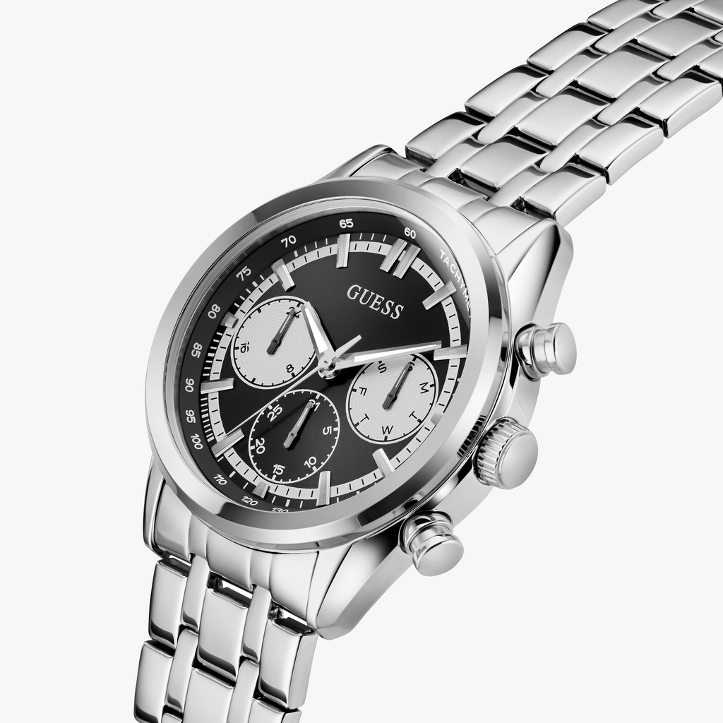 GUESS Men's Watch GW0971G1 | Stainless Steel, Black & Silver