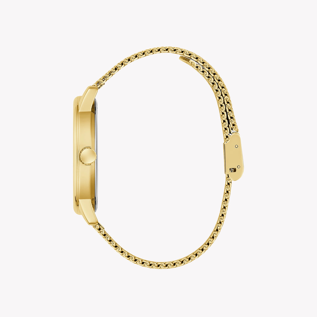 GUESS Men's Gold Watch, Recycled Steel/Black Dial | GW0974G2