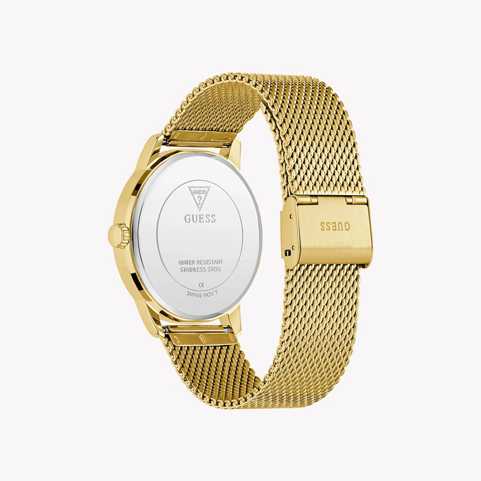 GUESS Men's Gold Watch, Recycled Steel/Black Dial | GW0974G2