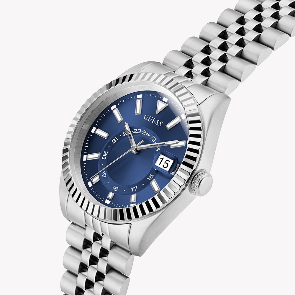 GUESS Men's Stainless Steel Watch, Blue Dial | GW0977G1