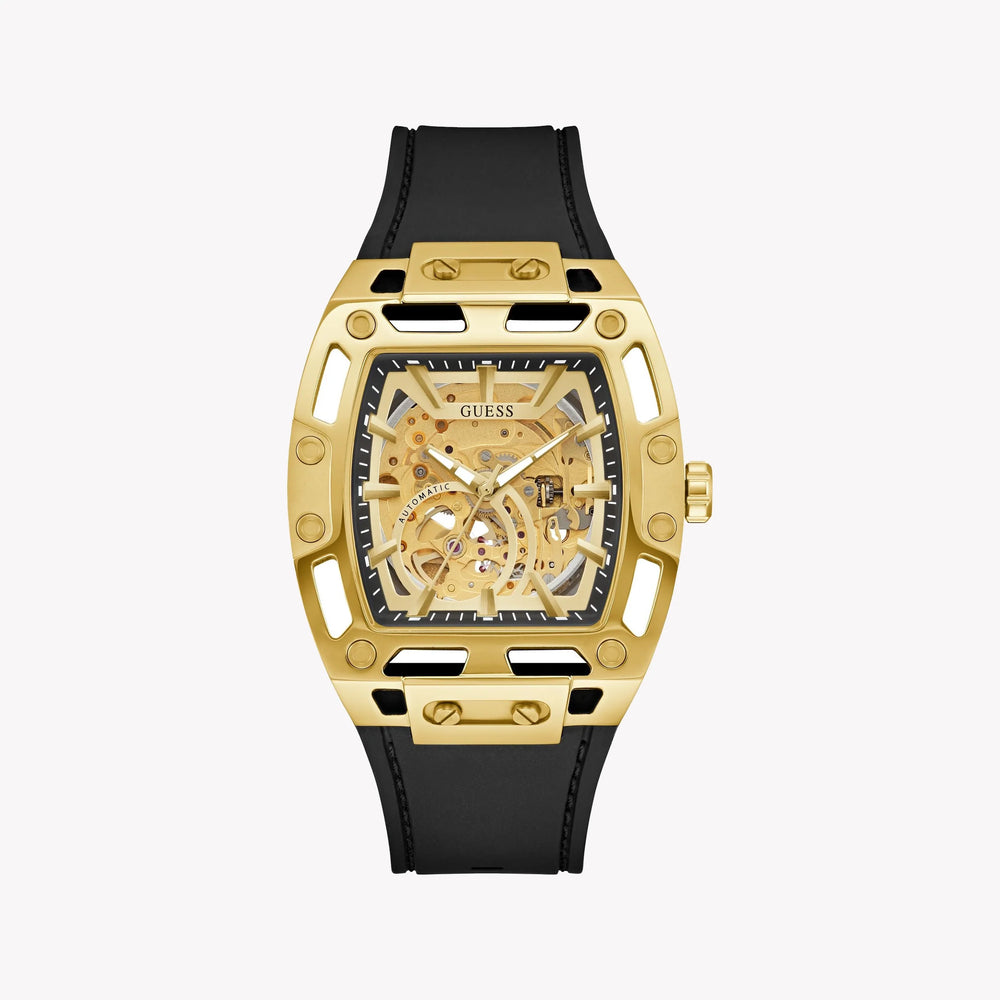 GUESS Men's Gold/Black Stainless Steel Automatic Watch | GW0980G2 by i-watch