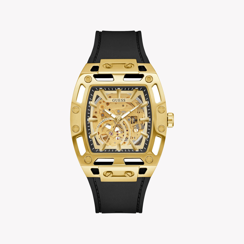 GUESS Men's Gold/Black Stainless Steel Automatic Watch | GW0980G2
